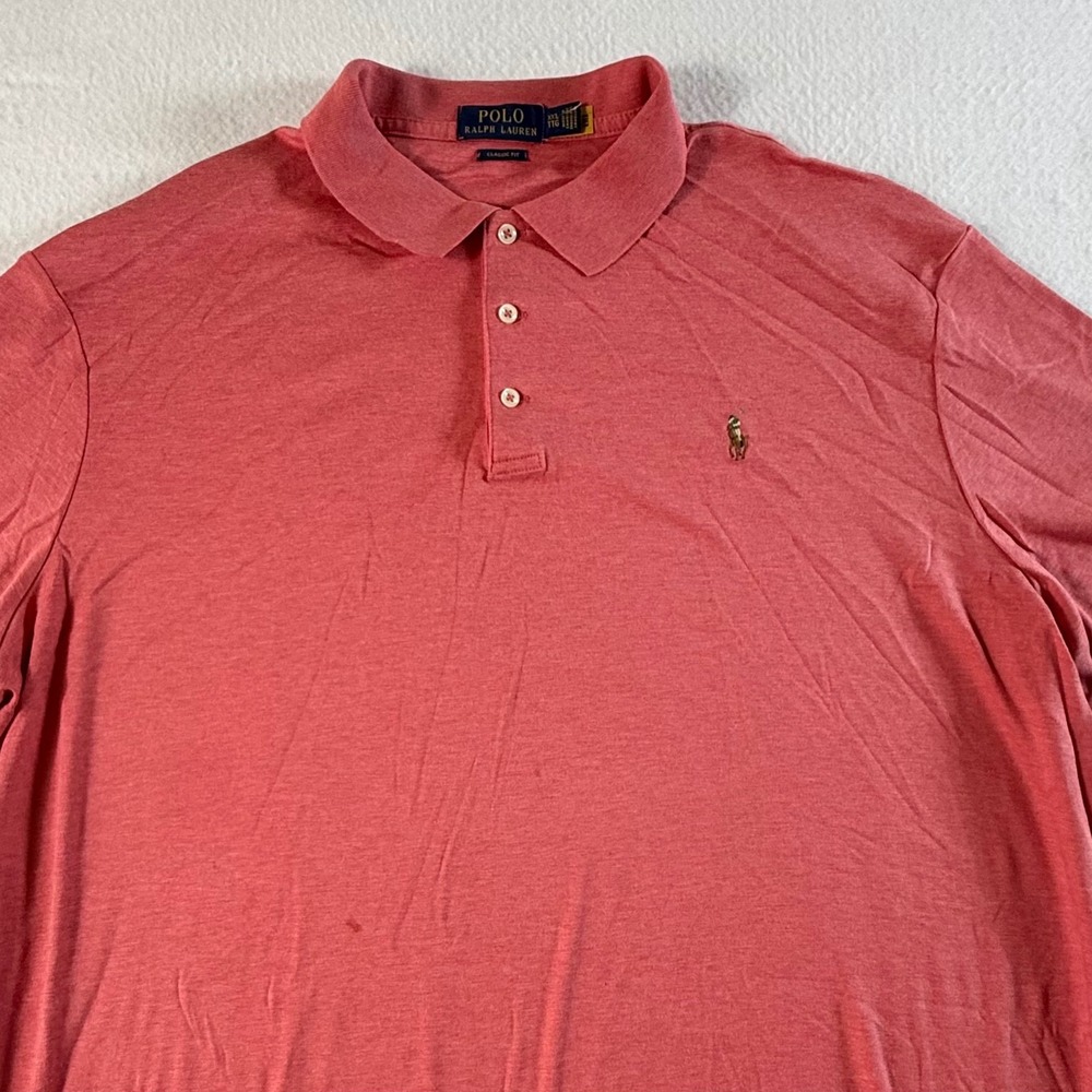 Polo Ralph Lauren Polo Shirt Mens 2XL Classic Fit Short Sleeve Salmon Pink